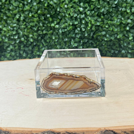 Stackable Box with Gilded Geode Slice